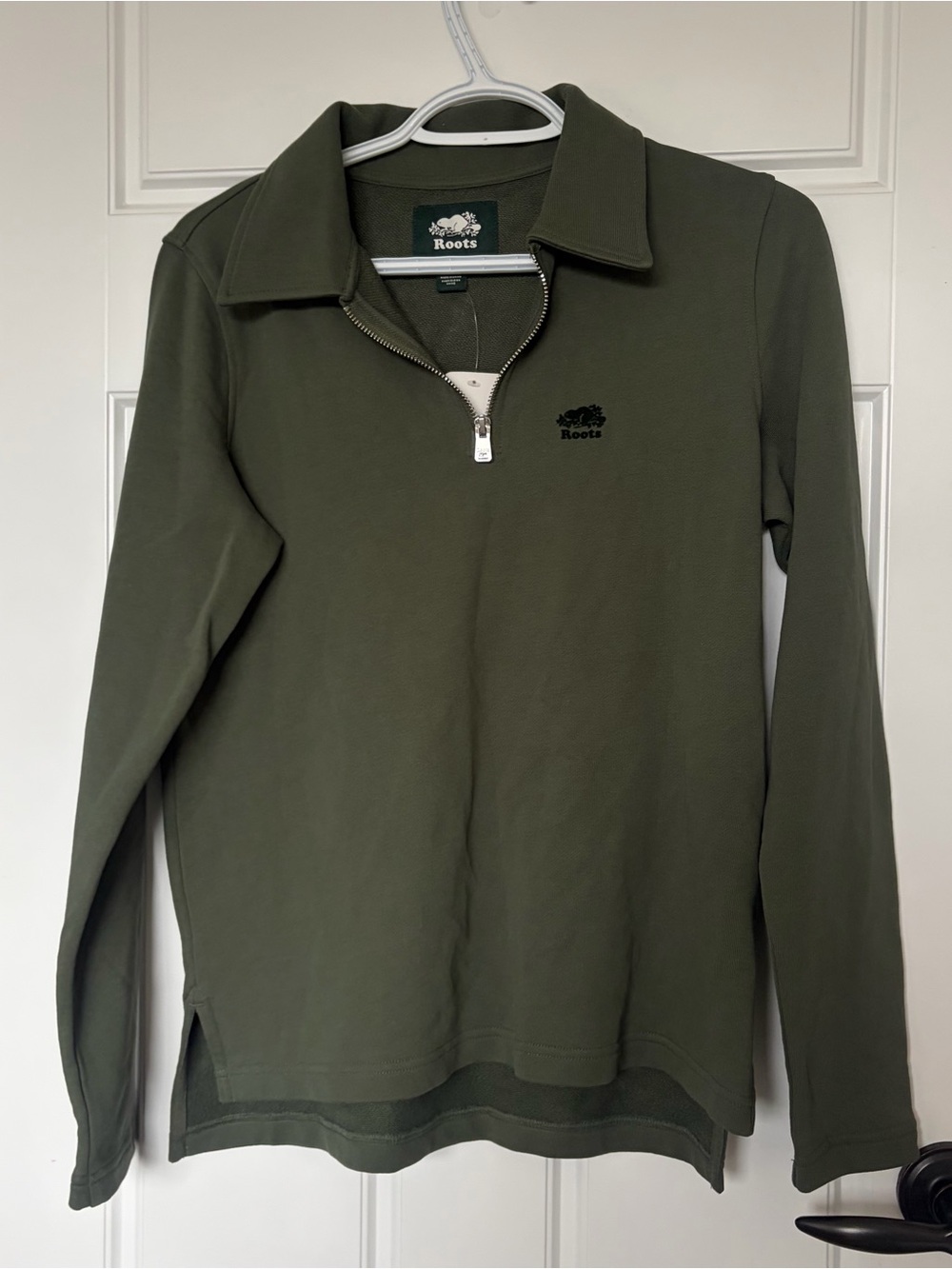 Roots Olive Green Women's Half-Zip Sweater